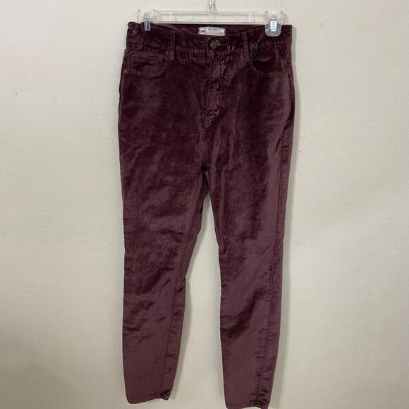 Free People Sz 28 Jeans women’s size 28 high rise skinny  Brown Velour - Picture 1 of 7